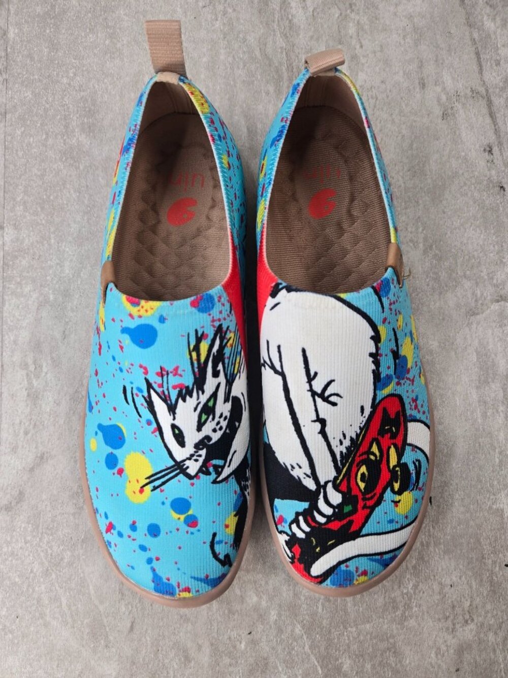 UIN Art Painted Travel Shoe 8.5 Colorful Slip Proof Comfort Slip On Artsy Hippie